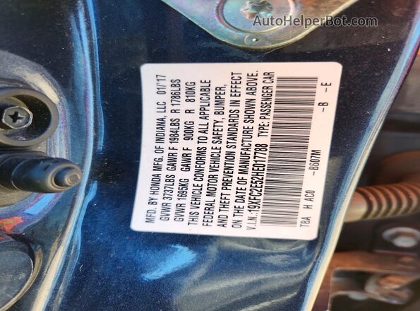 19XFC2E52HE017788 2017 HONDA CIVIC Blue Вид підкапотного простору
