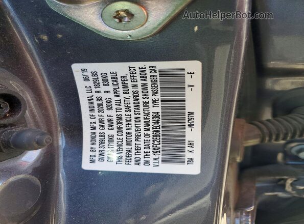 19XFC2E86KE044364 2019 HONDA CIVIC Charcoal Vista de la etiqueta del VIN