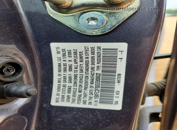 19XFC2F50GE000632 2016 HONDA CIVIC Gray Շարժիչի բաժամունքի տեսք