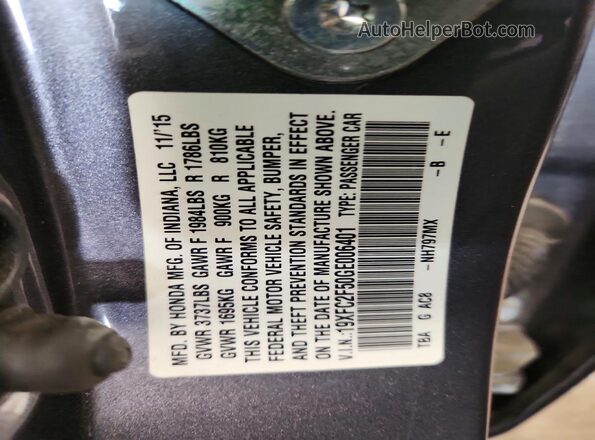 19XFC2F50GE006401 2016 HONDA CIVIC Gray Вид підкапотного простору