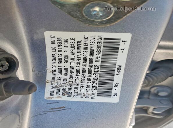 19XFC2F50HE047435 2017 HONDA CIVIC Gray Engine compartment view