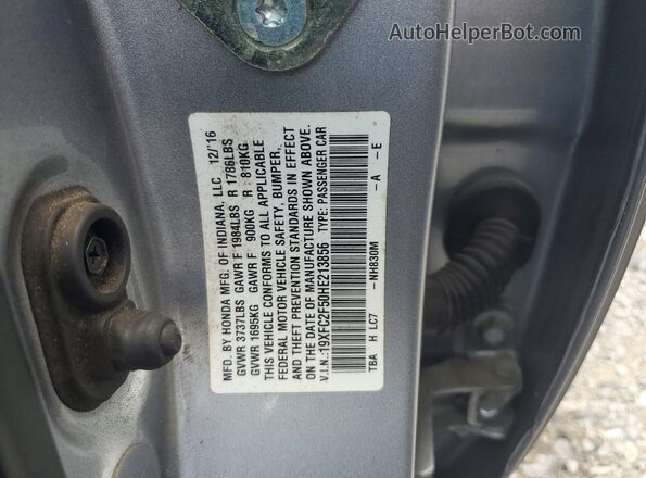 19XFC2F50HE213856 2017 HONDA CIVIC Silver Vista del compartimento del motor