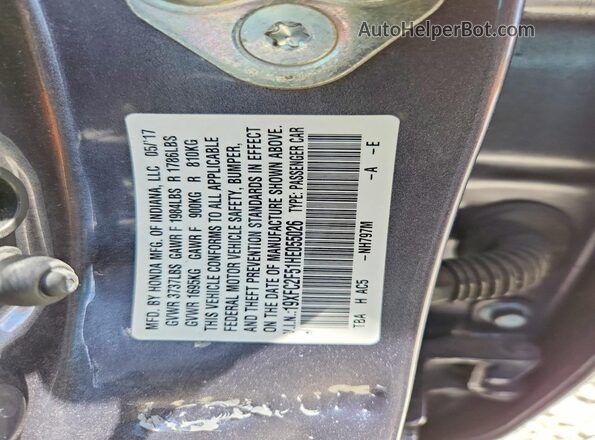 19XFC2F51HE055026 2017 HONDA CIVIC Gray Вид наклейки з VIN-кодом