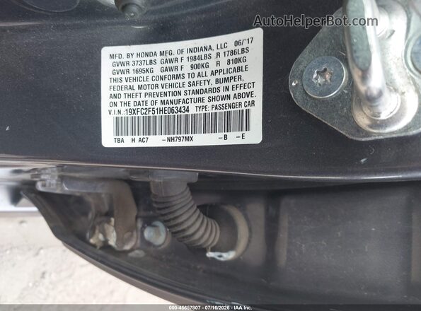 19XFC2F51HE063434 2017 HONDA CIVIC Gray Engine compartment view