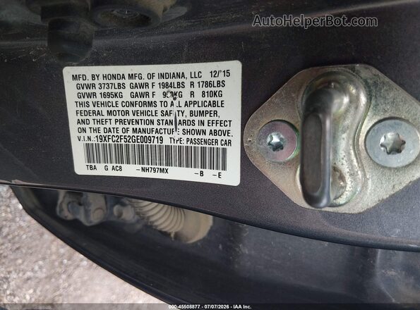 19XFC2F52GE009719 2016 HONDA CIVIC Gray Vista del compartimento del motor