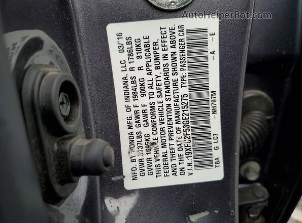 19XFC2F53GE215275 2016 HONDA CIVIC Gray Vista del compartimento del motor