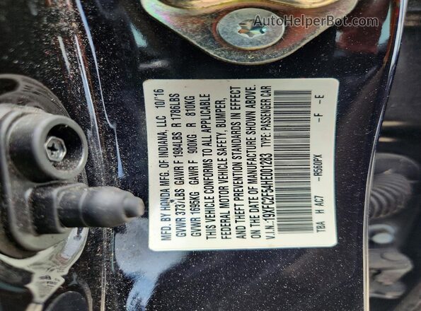 19XFC2F54HE001283 2017 HONDA CIVIC Black Widok komory silnika
