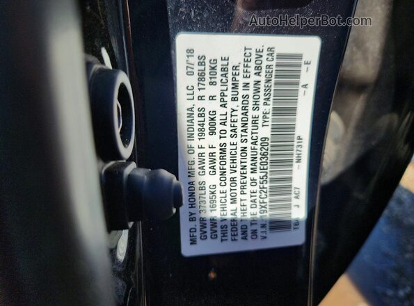 19XFC2F55JE036209 2018 HONDA CIVIC Black Вид підкапотного простору