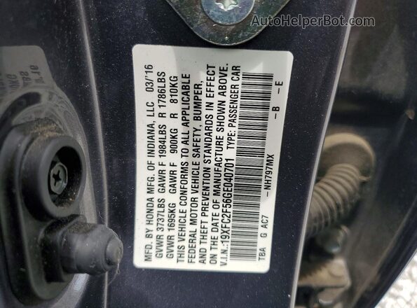19XFC2F56GE040701 2016 HONDA CIVIC Gray VIN կոդի պիտակի տեսք