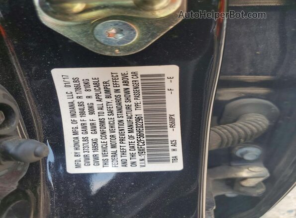19XFC2F56HE022961 2017 HONDA CIVIC Black ძრავის განყოფილების ხედი