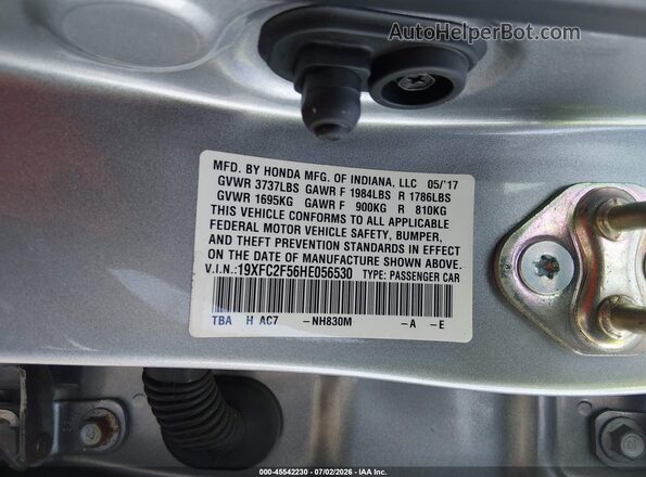 19XFC2F56HE056530 2017 HONDA CIVIC Silver Շարժիչի բաժամունքի տեսք