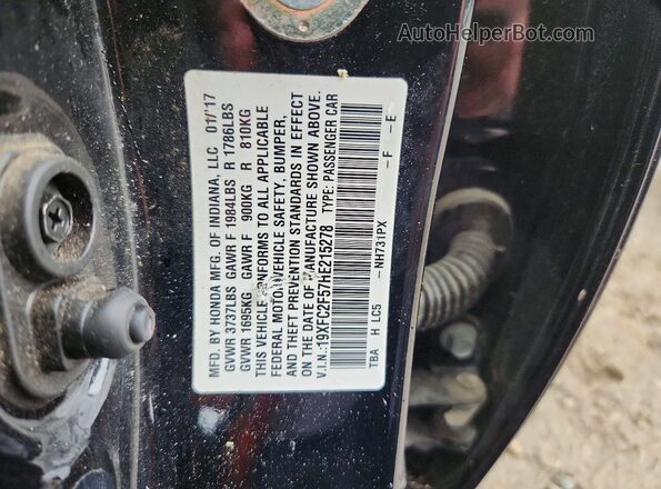 19XFC2F57HE215278 2017 HONDA CIVIC Black VIN sticker view