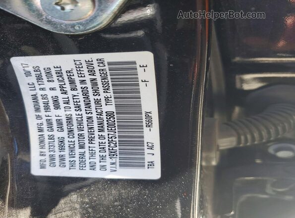 19XFC2F57JE002580 2018 HONDA CIVIC Black ძრავის განყოფილების ხედი