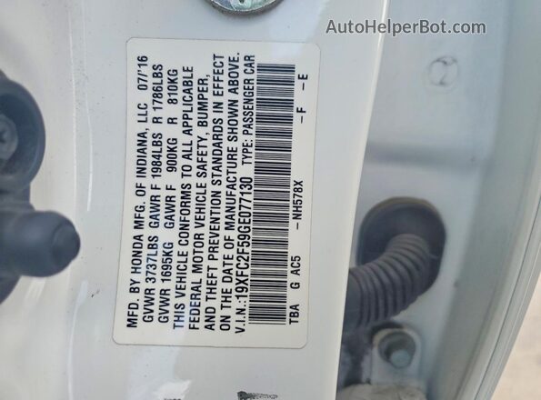 19XFC2F59GE077130 2016 HONDA CIVIC White Вид наклейки з VIN-кодом