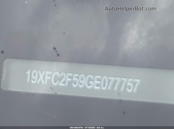 19XFC2F59GE077757 2016 HONDA CIVIC Silver 