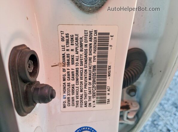 19XFC2F59HE057896 2017 HONDA CIVIC White Widok komory silnika