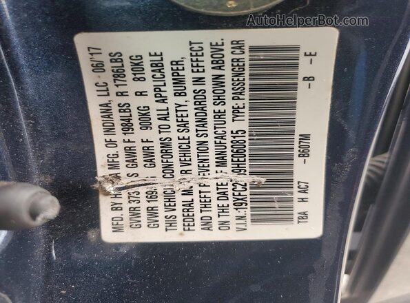 19XFC2F59HE060815 2017 HONDA CIVIC Blue Engine compartment view