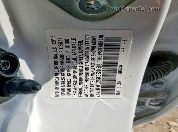 19XFC2F5XGE204502 2016 HONDA CIVIC White Շարժիչի բաժամունքի տեսք