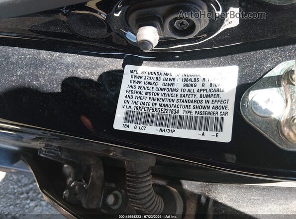 19XFC2F5XGE221834 2016 HONDA CIVIC Black Engine compartment view