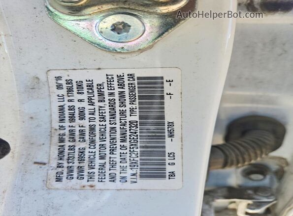 19XFC2F5XGE247320 2016 HONDA CIVIC White Engine compartment view