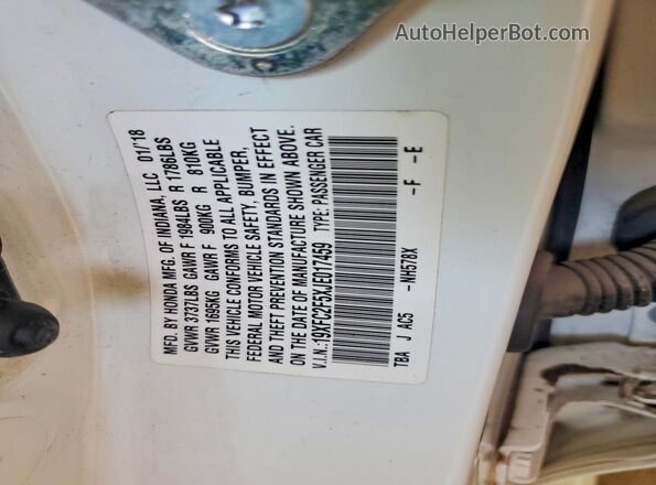 19XFC2F5XJE017459 2018 HONDA CIVIC White Vista del compartimento del motor