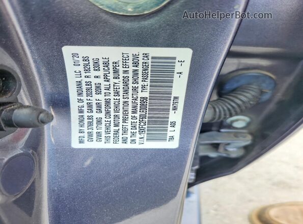 19XFC2F60LE008958 2020 HONDA CIVIC Gray Շարժիչի բաժամունքի տեսք