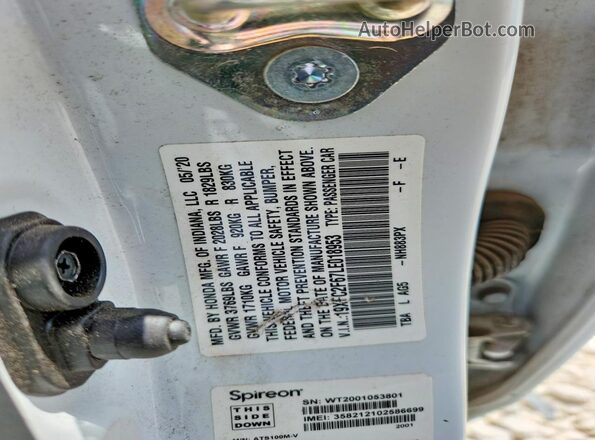 19XFC2F67LE018953 2020 HONDA CIVIC White Vista del compartimento del motor