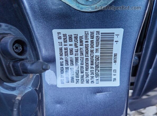19XFC2F68KE210431 2019 HONDA CIVIC Gray ძრავის განყოფილების ხედი