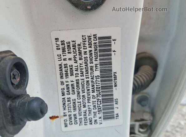 19XFC2F70JE017715 2018 HONDA CIVIC Белый Вид подкапотного пространства