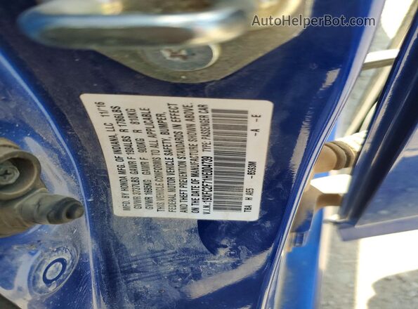 19XFC2F71HE004739 2017 HONDA CIVIC Blue Vista del compartimento del motor