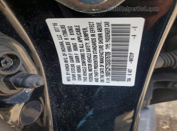 19XFC2F72GE076709 2016 HONDA CIVIC Black Widok komory silnika