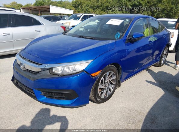 19XFC2F72GE249743 2016 HONDA CIVIC Blue Առջևի ձախ երեք քառորդ տեսարան