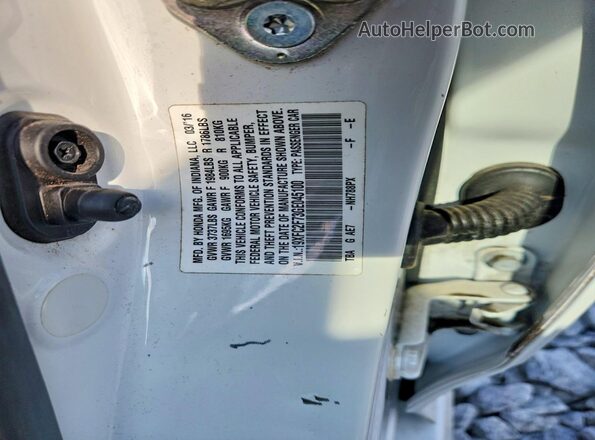 19XFC2F73GE045100 2016 HONDA CIVIC Белый Вид подкапотного пространства