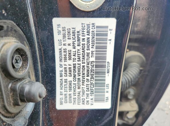 19XFC2F73HE201475 2017 HONDA CIVIC Black Вид підкапотного простору