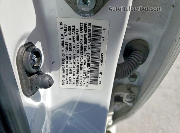 19XFC2F74GE204836 2016 HONDA CIVIC White Engine compartment view