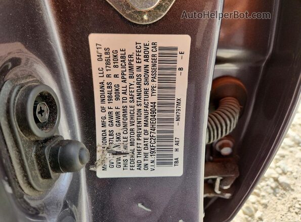 19XFC2F74HE049044 2017 HONDA CIVIC Gray Вид підкапотного простору