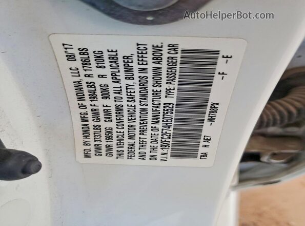 19XFC2F74HE075529 2017 HONDA CIVIC White Engine compartment view