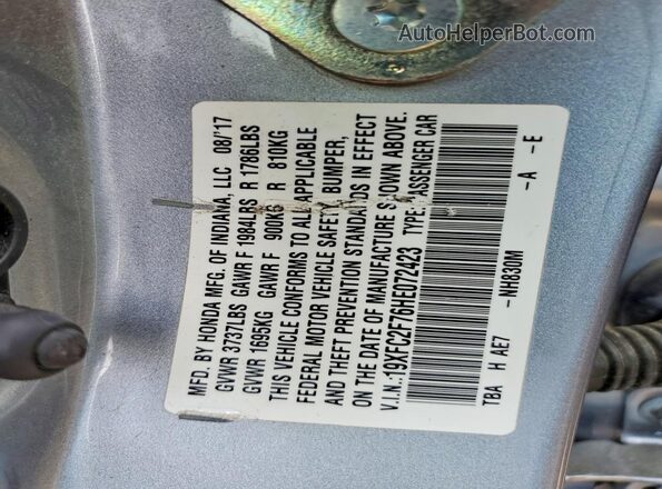 19XFC2F76HE072423 2017 HONDA CIVIC Silver Շարժիչի բաժամունքի տեսք