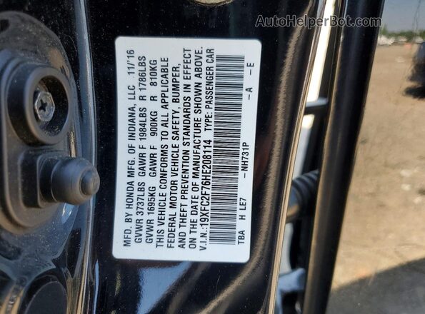 19XFC2F76HE208114 2017 HONDA CIVIC Black Vista del compartimento del motor