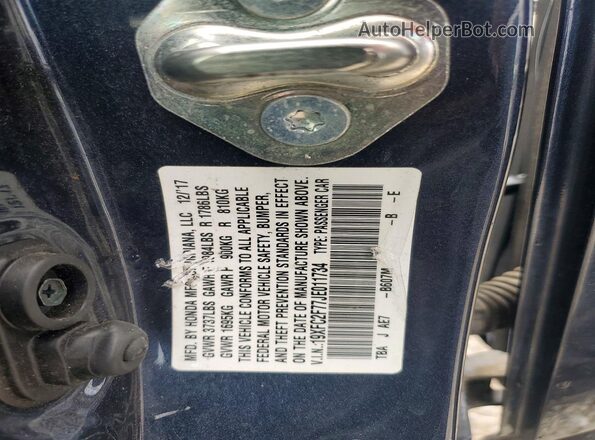 19XFC2F77JE011734 2018 HONDA CIVIC Blue Շարժիչի բաժամունքի տեսք
