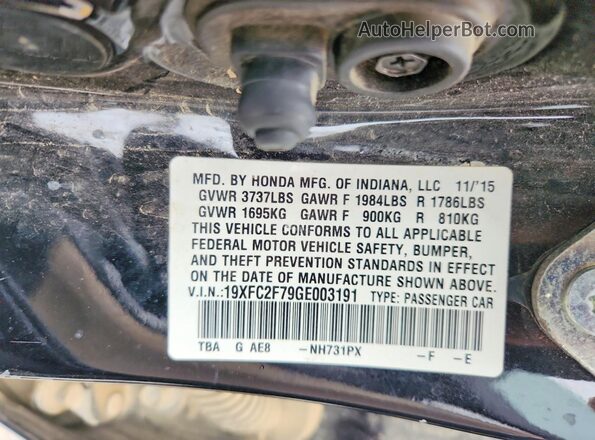19XFC2F79GE003191 2016 HONDA CIVIC Black Engine compartment view