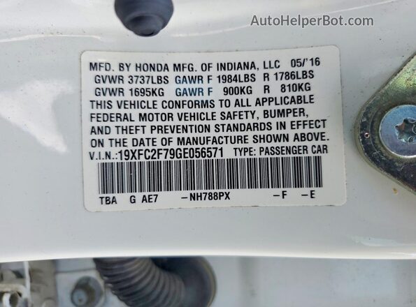 19XFC2F79GE056571 2016 HONDA CIVIC White Շարժիչի բաժամունքի տեսք