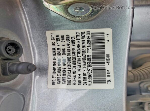 19XFC2F79HE044826 2017 HONDA CIVIC Silver Vista del compartimento del motor