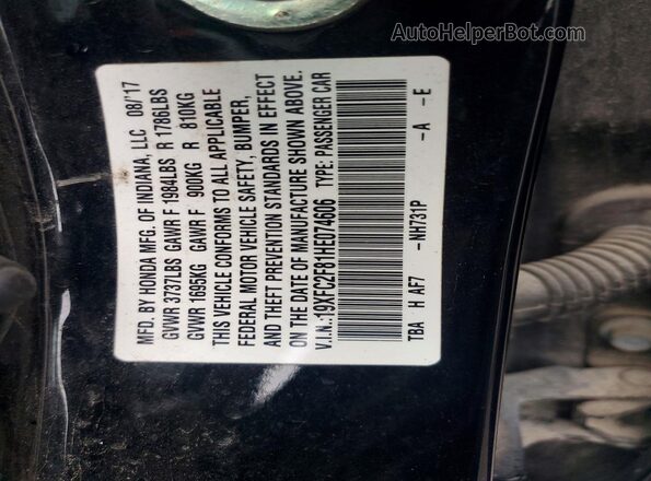 19XFC2F81HE074606 2017 HONDA CIVIC Black VIN sticker view