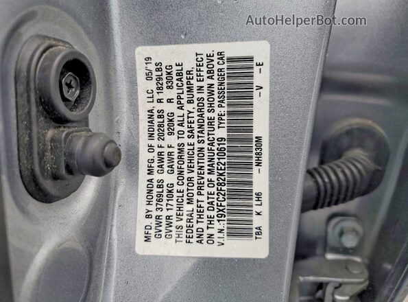 19XFC2F82KE210619 2019 HONDA CIVIC Silver Widok komory silnika