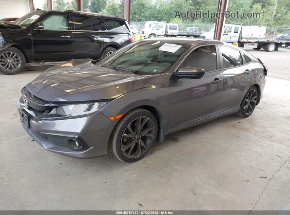 19XFC2F82KE213262 2019 HONDA CIVIC Gray წინა მარცხენა ხედი სამი მეოთხედიდან
