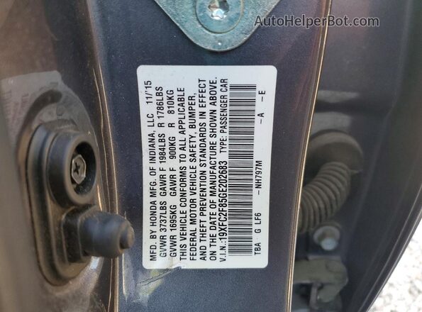 19XFC2F85GE202683 2016 HONDA CIVIC Gray Vista del compartimento del motor