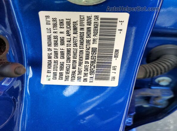 19XFC2F86JE015900 2018 HONDA CIVIC Blue Widok komory silnika
