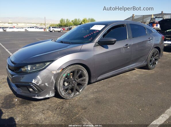 19XFC2F86KE035730 2019 HONDA CIVIC Gray წინა მარცხენა ხედი სამი მეოთხედიდან