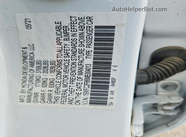 19XFC2F86ME004013 2021 HONDA CIVIC White Engine compartment view